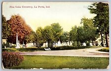 La Porte, Indiana IN - Beautiful Pine Lake at Cemetery - Vintage Postcard picture