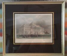 Antique 1838 Engraving Print Principal Front Of The Capitol Washington Framed picture