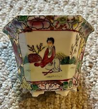Vintage Small Chinese Flower Pot Porcelain Hand Painted picture