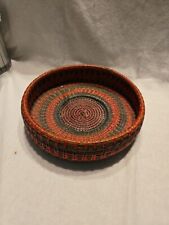 Handmade Native American Pine Needle Basket | Red & Black Stitch picture