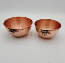 Vintage Copper Mixing Bowl set Brass Ring for Hanging, Rolled Edge Farmhouse picture