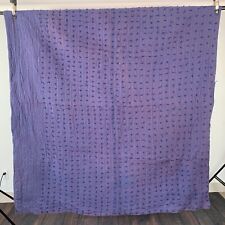 Vintage Hand Stitched Striped Blue Red Blanket Quilt Rustic Primitive 72 x 77 picture