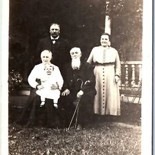 ID'd 1900s 4 Generation Family House RPPC House Old Men Women Photo Shearer A184 picture