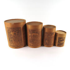 Laurie & Whittle Four Seasons Woodcuts Nesting Canisters Vintage Set of 4 picture
