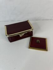 Vintage Etienne Aigner Compact Mirror & Makeup Case Toiletree Bag Red Leather picture
