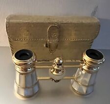 Vintage Brentwood 3X Mother of Pearl J-E56 & J-B19 Opera Glasses w Golden Case picture