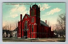 La Porte IN-Indiana, Presbyterian Church, Religion, Vintage c1915 Postcard picture