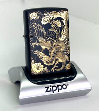 Bargain Zippo Phoenix Black Gold 2 Consecutive Sides Lighter Japan premium picture