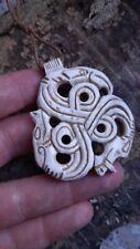 Norse - Celtic Dragon, Raven and Wolf necklace - hand carved picture