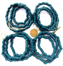 4 Strands or 400 pc's TEAL African Trade beads Vintage Bohemian tile   T135-teal picture