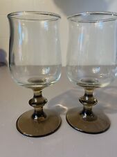 Vintage Libbey Tulip Brown Stemmed Wine Glass (2) picture