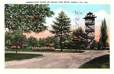 Observation Tower on Grand View Drive Peoria IL Postcard Posted 1941 picture