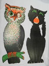 Lot of 4 Vintage Beistle Halloween Decorations - Owl, Cat, Witch + Pumpkin picture