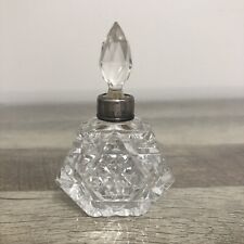 Vintage Cut Glass & Sterling Silver Perfume Bottle Faceted Stopper 4
