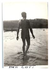 1940's Handsome Young Man Walking on Water Entering Lake Dusk VTG Photo picture