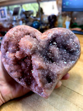 Rare Pink & Purple Amethyst Large Hand Finished Heart Specimen Table Talker 222 picture