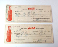 1932 1933 Coca Cola Sylvania Georgia Bottling Co Check pair Coke VG+ picture