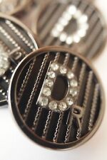 6 Christian DIOR buttons  black / silver/ Crystal's size 1 inch metal 25 mm picture