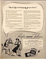 1942 Pacific Mills Factag Fabrics Informative Label Garments Vintage Print Ad picture