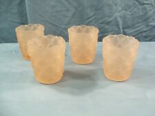 Lot of 4 Pink Satin Glass Diamond Quilt Votive Candle Toothpick Holders picture