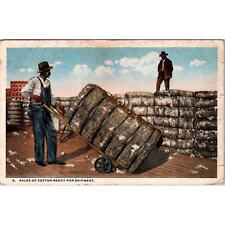Workers with Bales of Cotton Ready for Shipment Vintage Postcard Posted 1918 picture