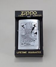 Vintage 1996 American Eagle Zippo Lighter Etched XII Brushed Finish Bald Eagle picture