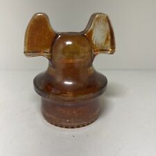 NICE~ WIDE GROOVE~ CARNIVAL GLASS Insulator ~  MICKEY MOUSE -CD 257-HEMINGRAY-60 picture