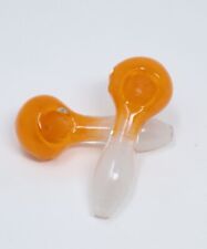 4 Inch GRAV Frit Glass Spoon Amber & White Dry Pipe picture