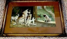 Antique 1895 Framed Jack Russell Terrier Dogs-Disgrace to Family Paul De Longpre picture