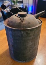 Vintage Oil Can Very Good. Small Dent On One Side.  Wood Handle. 2 Qt. picture
