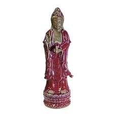 Chinese Handmade Ceramic Standing Purple Red Kwan Yin Statue ws409 picture