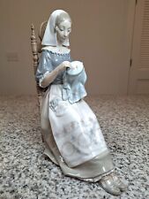 Retired Large Lladro The Embroiderer Lady Sewing in Chair #4865 Excellent Spain picture