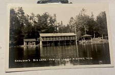EARLY Posrcard   LAND O' LAKES WISCONSIN RPPC Carlson’s Big Lake Cabins unused picture