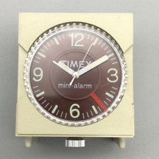 Vintage Timex Mini-Alarm Travel Desk Clock 37mm Beige Brown NO CASE Manual Wind picture
