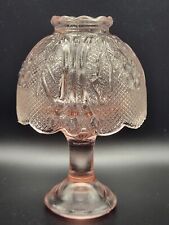 Vintage Pink Floral Art Glass Pedestal Fairy Lamp Candle Holder 5.75