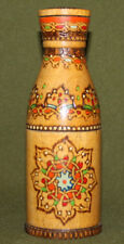 Vintage decorative hand made pyrography wood bottle picture