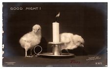 RPPC 1907 Good Night, Two Chicks Standing Near a Candle picture