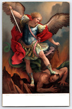 1910's Archangel Michael Saint Stengel Art Antique Postcard by Guido Reni picture