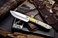 CFK IPAK Handmade D2 Custom WHITE YELLOW MICARTA Hunting Skinner Camping Knife picture