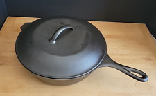 Vintage Lodge #8 Three Notch Cast Iron Chicken Fryer CF W/Lid - Fully Restored picture