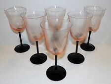 RARE ARTE MURANO ICET ITALY ART GLASS SET OF 6 PINK AMETHYST WINE/WATER GOBLETS picture