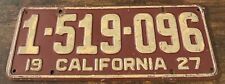 Vintage 1927 California License Plate 1-519-096 Has Touch Ups picture