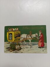 VIN CHRISTMAS HORSES GOLDEN COACH VICTORIAN SLEIGH RIDE STARS EVE GREETING CARD picture