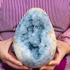 10.49LB Natural Beautiful Blue Celestite Crystal Geode Cave Mineral Specimen picture