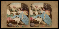 Woman Looking Out, ca.1870, Stereo Watercolor Vintage Stereo Print, t picture