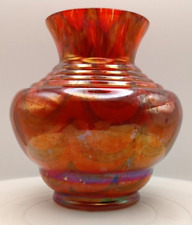 BEAUTIFUL CZECH ART DECO RED & BLACK SHIMMERING GLASS VASE HAND BLOWN c1925 vg picture