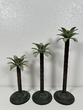 Vintage Two’s Company Bronze Candle Holders Palm Tree Large Set Of Three picture