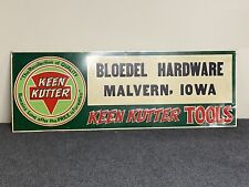 Vintage Keen Kutter Tin Tacker Steel Embossed Hardware Sign Malvern Iowa picture