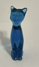 Vintage 60s Kanawha Blue Smiling Cat Figurine 5.25