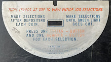 Vintage Seeburg 3W1 Wallbox Metal Instruction Name Plate Part Number - 505160 picture